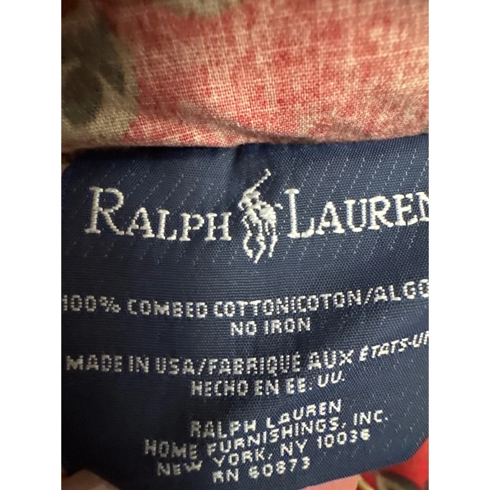 Ralph Lauren Red Marseilles Danielle Standard Ruffled Pillow Sham Floral Cotton